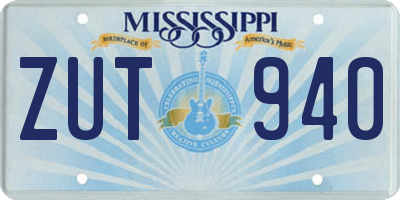 MS license plate ZUT940