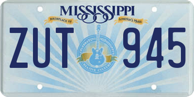 MS license plate ZUT945