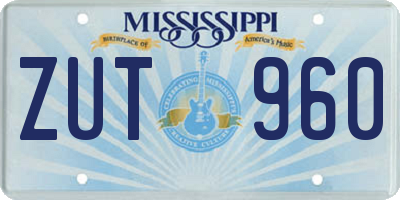 MS license plate ZUT960