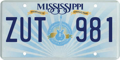 MS license plate ZUT981
