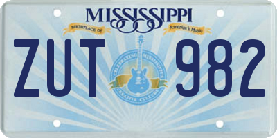 MS license plate ZUT982