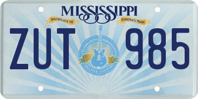 MS license plate ZUT985