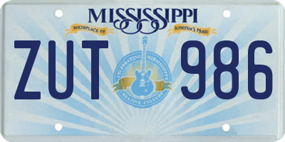 MS license plate ZUT986