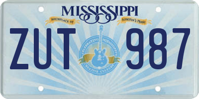 MS license plate ZUT987
