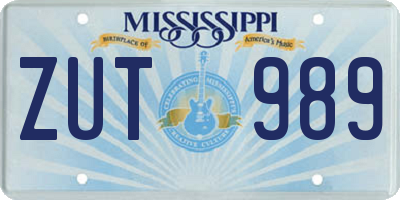 MS license plate ZUT989