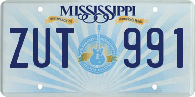 MS license plate ZUT991