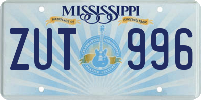 MS license plate ZUT996