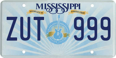 MS license plate ZUT999