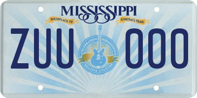 MS license plate ZUU000