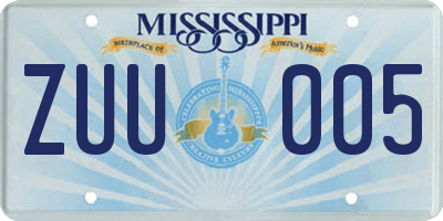 MS license plate ZUU005