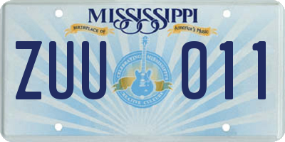 MS license plate ZUU011