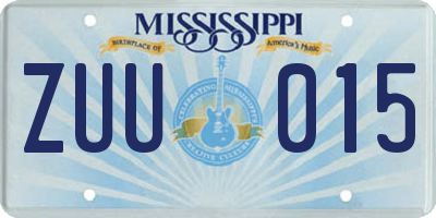 MS license plate ZUU015