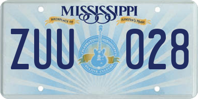 MS license plate ZUU028