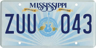 MS license plate ZUU043
