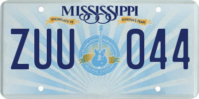 MS license plate ZUU044