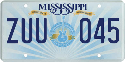MS license plate ZUU045