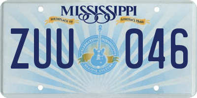 MS license plate ZUU046
