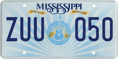 MS license plate ZUU050