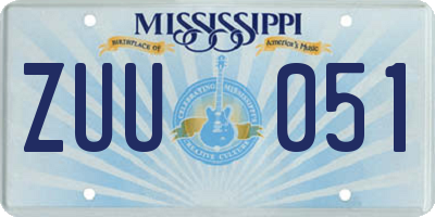 MS license plate ZUU051