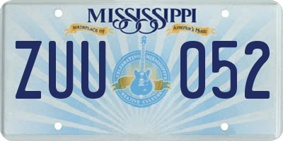 MS license plate ZUU052