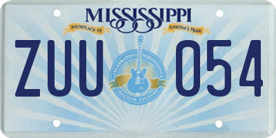 MS license plate ZUU054