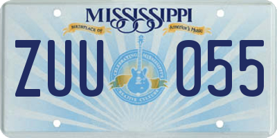 MS license plate ZUU055