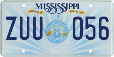 MS license plate ZUU056