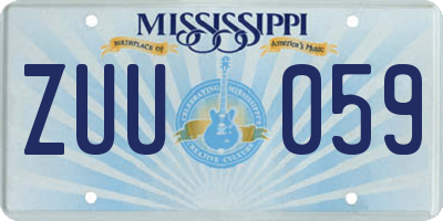 MS license plate ZUU059