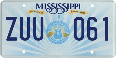 MS license plate ZUU061