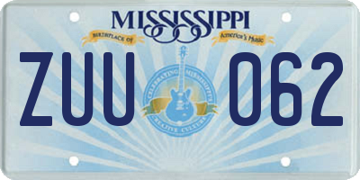 MS license plate ZUU062