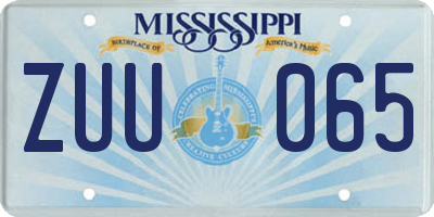 MS license plate ZUU065
