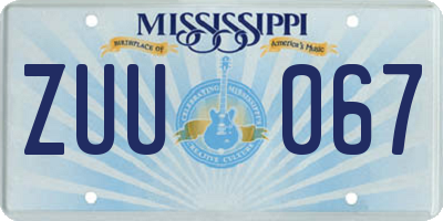 MS license plate ZUU067