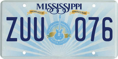 MS license plate ZUU076