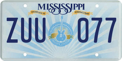 MS license plate ZUU077