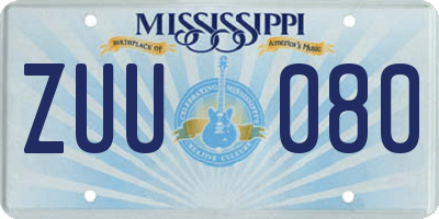 MS license plate ZUU080
