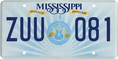 MS license plate ZUU081