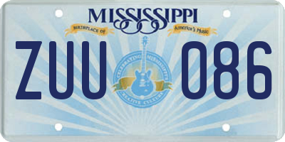 MS license plate ZUU086