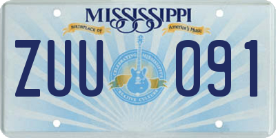 MS license plate ZUU091