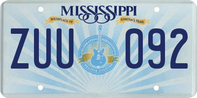 MS license plate ZUU092