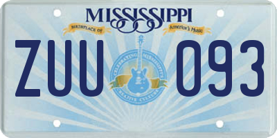 MS license plate ZUU093