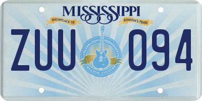 MS license plate ZUU094