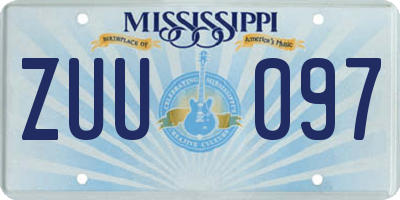MS license plate ZUU097