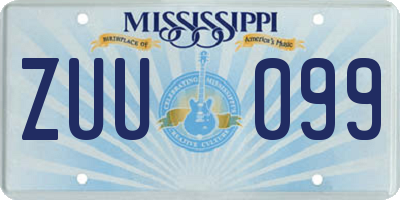 MS license plate ZUU099