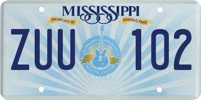 MS license plate ZUU102