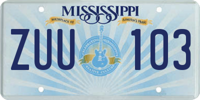 MS license plate ZUU103