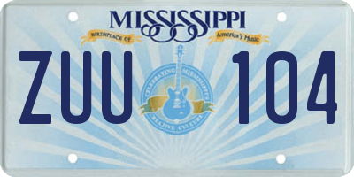 MS license plate ZUU104