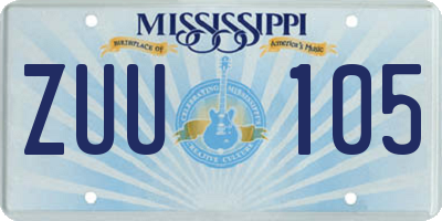 MS license plate ZUU105