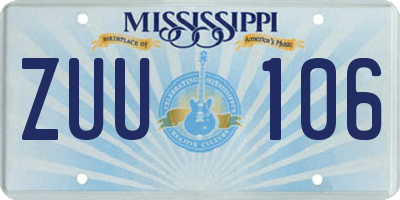 MS license plate ZUU106