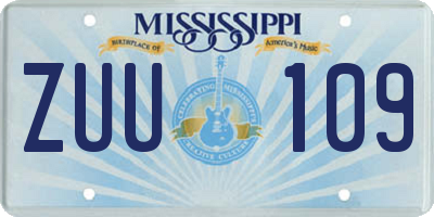 MS license plate ZUU109