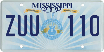 MS license plate ZUU110